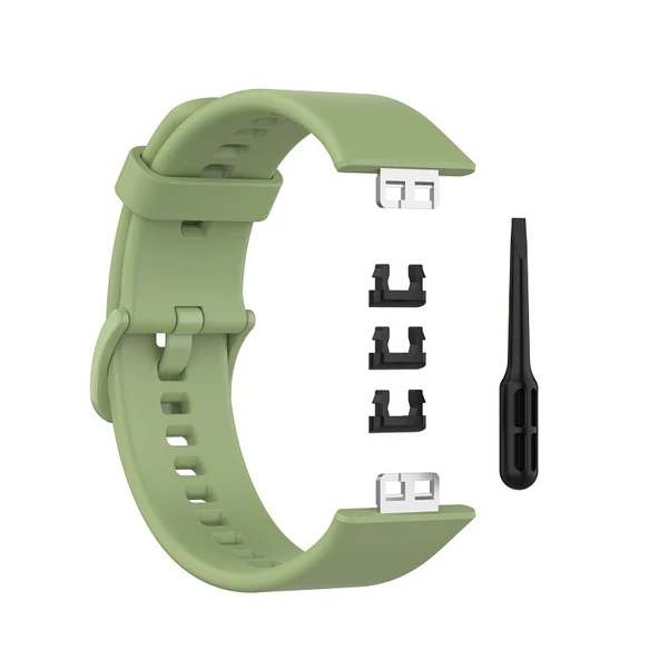 Huawei Fit/Elegant Akıllı Saat Silikon Kordon - Gri-Yeşil