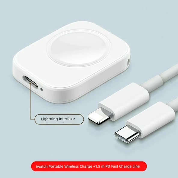Apple Watch Kablosuz Şarj Aleti - Lightning - 1.5m Apple PD Kablo