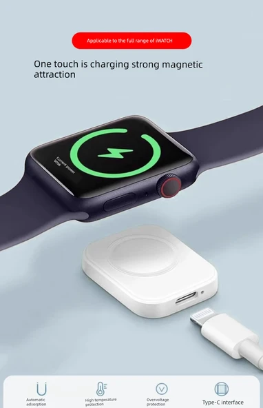 Apple Watch Kablosuz Şarj Aleti - Fildişi Beyazı - Type-C - 2