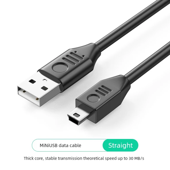Mini USB Dirsekli Data Kablosu - 0.3m - Düz Başlıklı