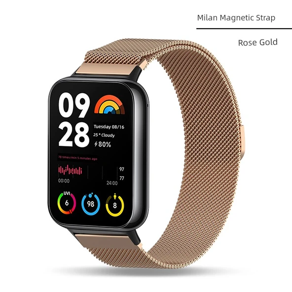 Xiaomi Bileklik 8Pro Milanese Manyetik Metal Kordon - Rose Gold