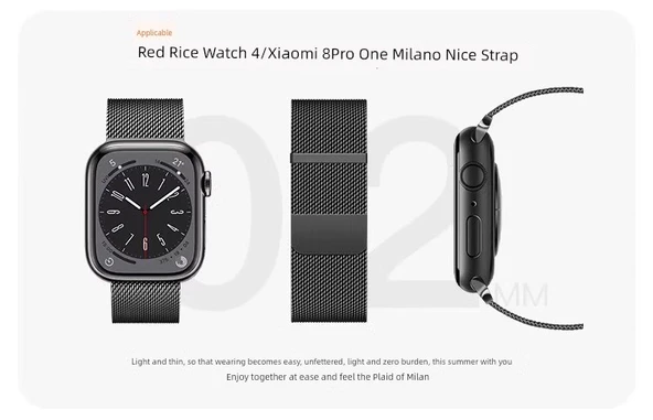 Xiaomi Bileklik 8Pro Milanese Manyetik Metal Kordon - Rose Gold - 10