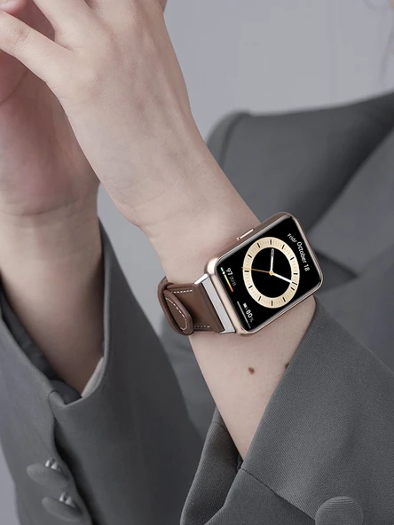 Huawei Watch Fit2 Deri Kordon - Beyaz - 4