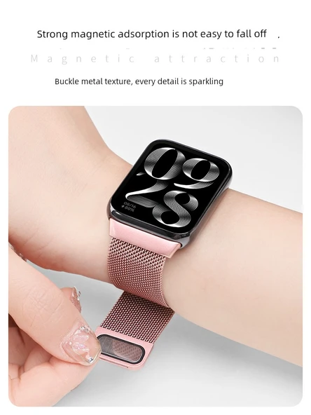 Xiaomi Bileklik 9Pro Milanese Manyetik Metal Kordon - Grafit Grisi Çift Bölmeli - 3