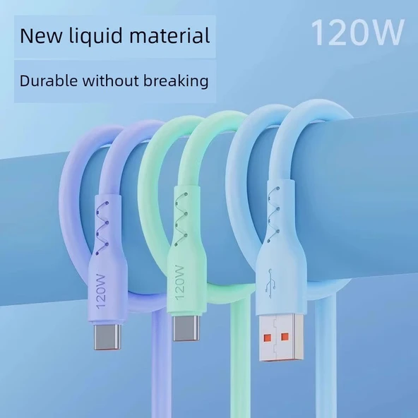 Type-C Hızlı Şarj Kablosu Makaron Tasarım - 2m Leylak Moru 2'li Paket - 3