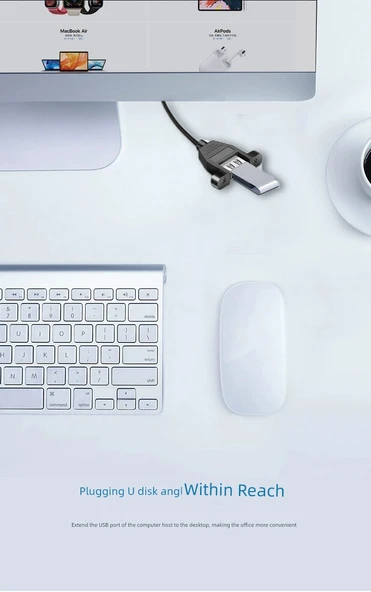 USB 2.0 Uzatma Kablosu - 0.3m - Klasik Erkek Dişi Yarım Kaplı - 9