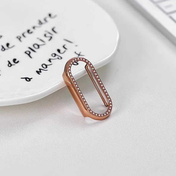 Xiaomi Bileklik 9 Seramik Özel Rose Gold Elmas Kaplama Yarım Kapak Kılıf - 11