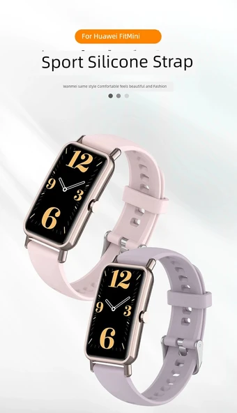 Huawei Fit Mini Uyumlu Silikon Saat Kordonu - Açık Pudra - 7