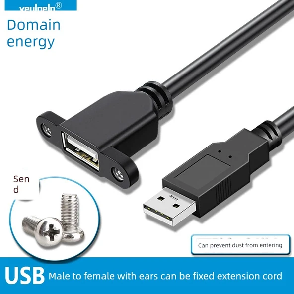 USB 2.0 Uzatma Kablosu - 0.3m - Klasik Erkek Dişi Yarım Kaplı - 2