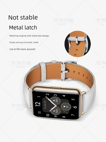 Huawei Watch Fit2 Deri Kordon - Beyaz - 3
