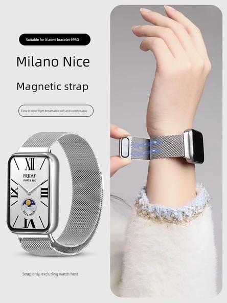 Xiaomi Bileklik 9Pro Milanese Manyetik Metal Kordon - Grafit Grisi Çift Bölmeli - 2