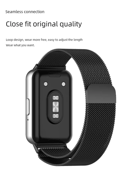 Samsung Galaxy Fit3 Uyumlu Metal Tek Sıra Çelik Kordon - Rose Gold - 5