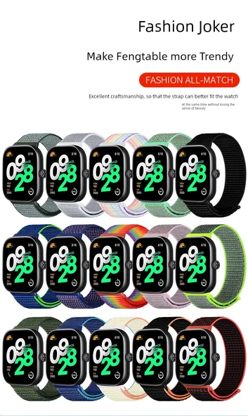 Xiaomi Bracelet 8Pro/9Pro Uyumlu Pembe Kum Naylon Örgü Kordon - 10