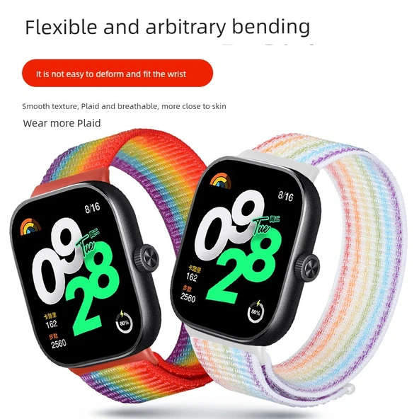Xiaomi Bracelet 8Pro/9Pro Uyumlu Pembe Kum Naylon Örgü Kordon - 4