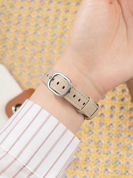 Huawei Bileklik 9/8/NFC Uyumlu Kahve Rengi Rose Gold Tokalı Deri Kordon - 5