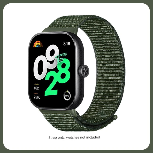 Xiaomi Bracelet 8Pro/9Pro Uyumlu Ordu Yeşili Naylon Örgü Kordon