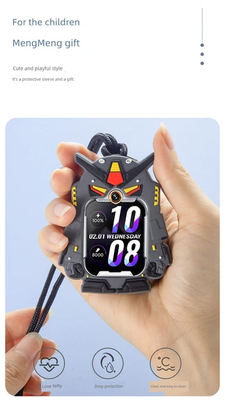 Çocuk Akıllı Saat Boyun Askısı Kılıfı - Gundam Siyah - Xiaoxun T5/YES3/X5/YES3pro - Resim 11