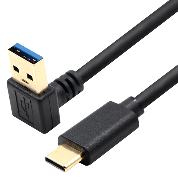 USB 3.0 - Type-C Dirsekli Hızlı Şarj Kablosu - 1.5m - USB Düz - Type-C Açılı - 5