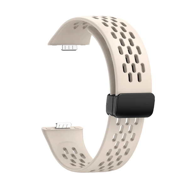 Huawei Fit3 Silikon Kordon - Yıldız Işığı Rengi - Katlanır Tokalı - Hava Geçirgen