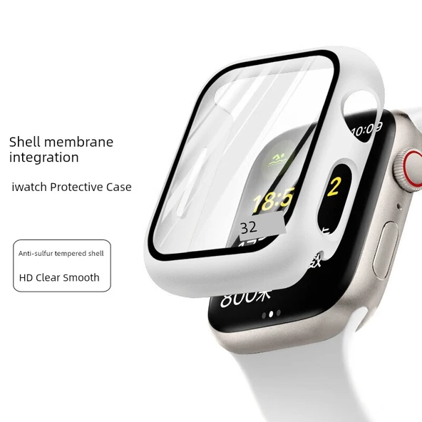 Apple Watch 10 46mm için Entegre Koruyucu Film Kılıf - Beyaz