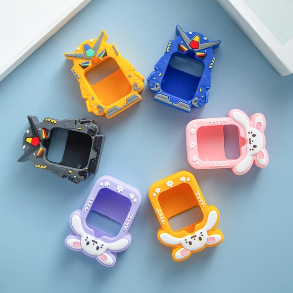 Çocuk Akıllı Saat Boyun Askısı Kılıfı - Gundam Siyah - Xiaoxun T5/YES3/X5/YES3pro - Resim 5