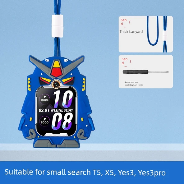 Çocuk Akıllı Saat Boyun Askısı Kılıfı - Gundam Mavi - Xiaoxun T5/YES3/X5/YES3pro