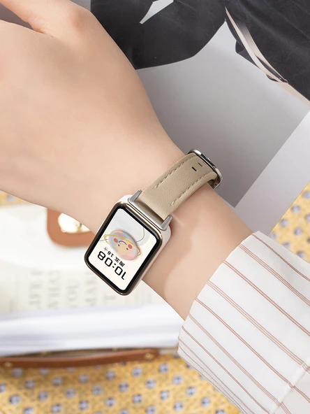 Huawei Bileklik 9/8/NFC Uyumlu Kahve Rengi Rose Gold Tokalı Deri Kordon - 4