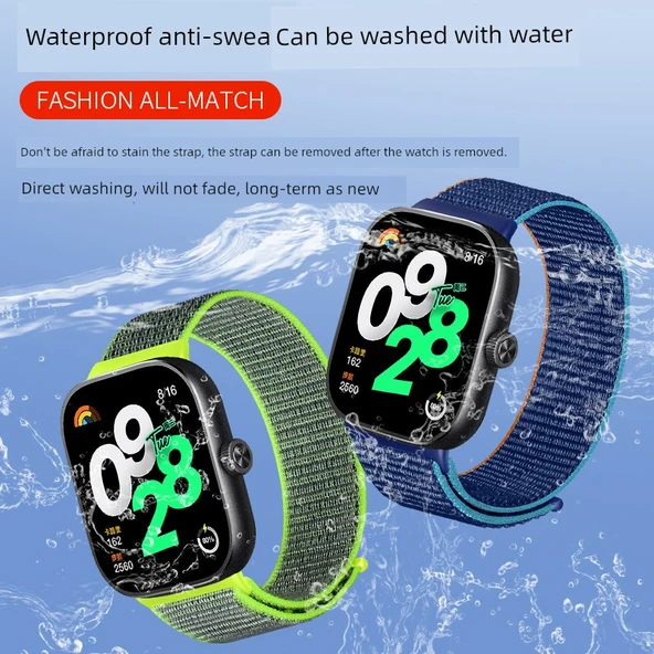 Xiaomi Bracelet 8Pro/9Pro Uyumlu Pembe Kum Naylon Örgü Kordon - 3