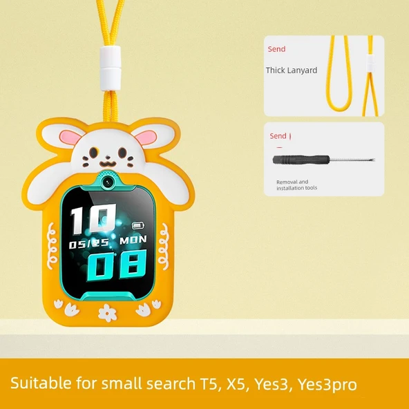 Çocuk Akıllı Saat Boyun Askısı Kılıfı - Moe Tavşan Sarı - Xiaoxun T5/YES3/X5/YES3pro