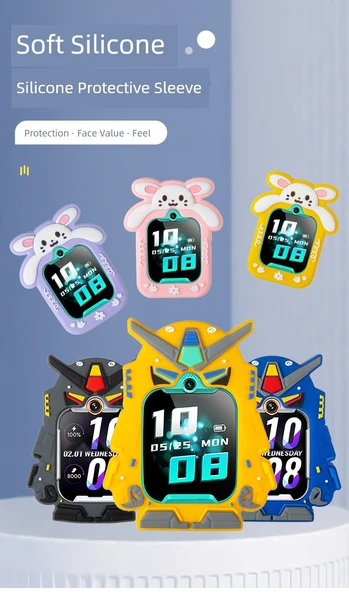 Çocuk Akıllı Saat Boyun Askısı Kılıfı - Gundam Siyah - Xiaoxun T5/YES3/X5/YES3pro - Resim 7