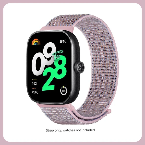 Redmi Watch 4/5 Uyumlu Pembe Kum Naylon Örgü Kordon