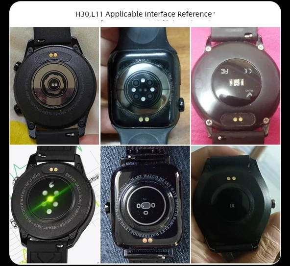 Akıllı Saat Şarj Kablosu - Micro-wear L11 - Siyah - 2 Noktalı - 10