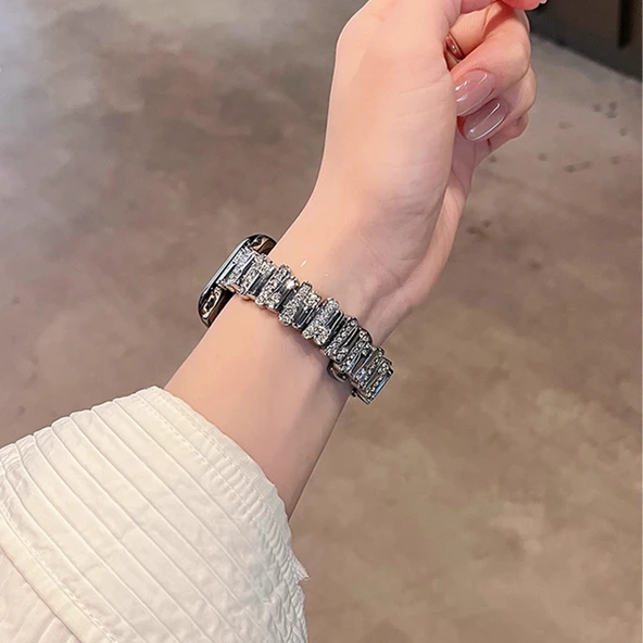 Apple Watch Metal Kayış - Elmas Kelebek Tokalı - 38/40/41mm - Gümüş