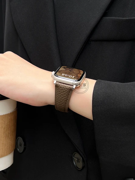 Huawei Watch FIT3 Uyumlu Litchi Desen Süt Beyazı Manyetik Tokalı Deri Kordon - 7