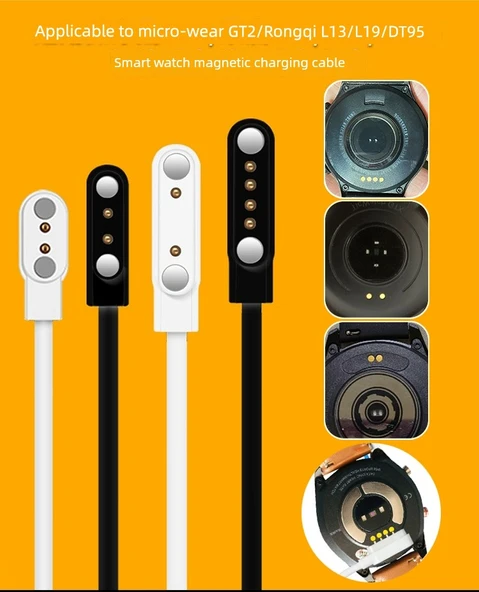 Akıllı Saat Şarj Kablosu - Micro-wear L2 - Beyaz - 2 Noktalı - 7