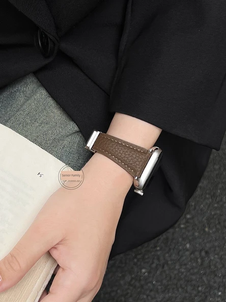 Huawei Watch FIT3 Uyumlu Litchi Desen Süt Beyazı Manyetik Tokalı Deri Kordon - 6