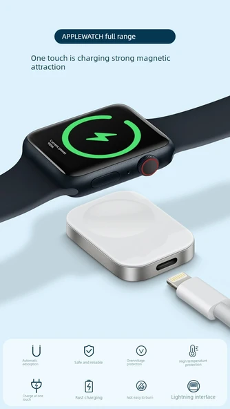 Apple Watch Hızlı Kablosuz Manyetik Şarj Başlığı - Type-C Girişli - 7