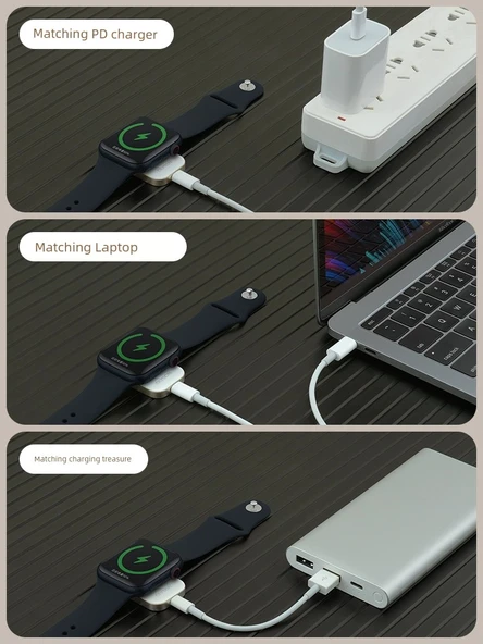 Apple Watch Hızlı Kablosuz Manyetik Şarj Başlığı - Metal Kasa USB - 6