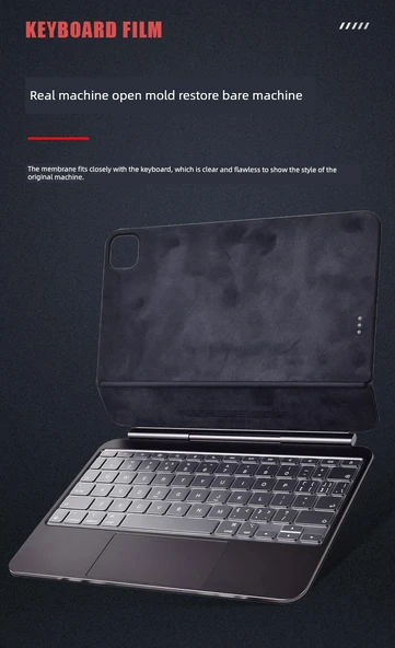 2018 ~ Yeni 12.9 inç iPad Pro Klavye - Siyah Antibakteriyel Film - 10