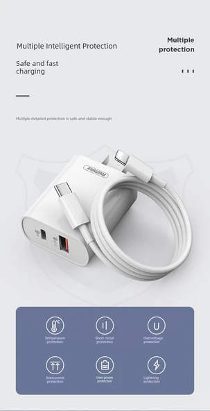 18W Çift Portlu USB-C PD3.0 Hızlı Şarj Aleti - İngiliz Standardı C-L Seti - 9