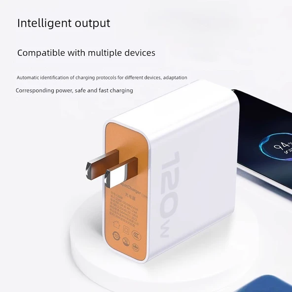 120W Süper Hızlı Şarj Aleti - USB, 120W Şarj Başlığı + 1.5M + 2M (İki Kablo) - 2
