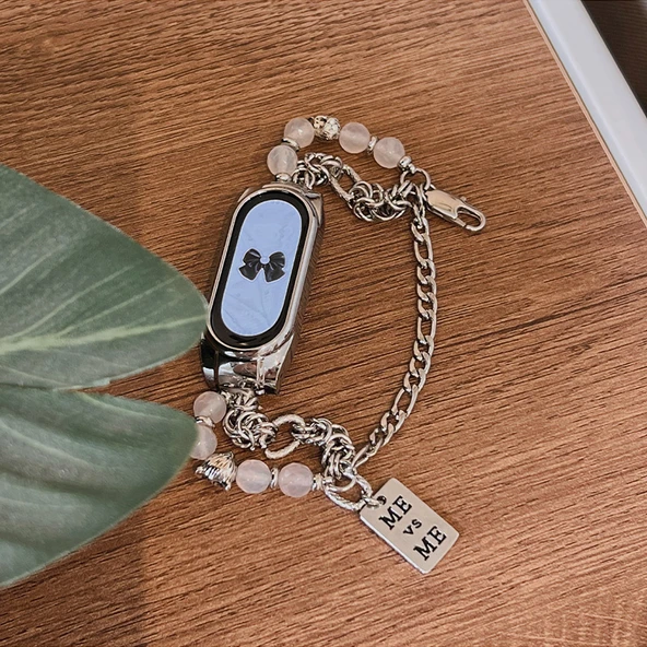 Xiaomi Mi Band 7 için Metal İnci Bileklik - Gümüş ME VS ME