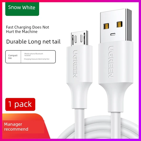 MicroUSB Hızlı Şarj Kablosu - 1.5m Beyaz