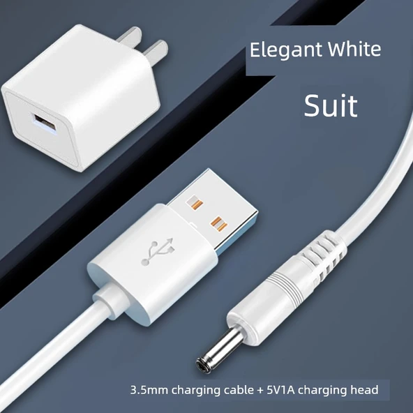 USB - DC3.5mm Şarj Kablosu - 1 Metre - Beyaz [Set]