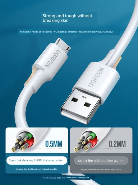 MicroUSB Hızlı Şarj Kablosu - 1.5m Beyaz - 4
