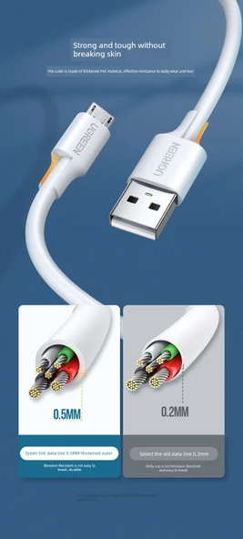 MicroUSB Hızlı Şarj Kablosu - 3m Siyah (Özel Seri) - 9