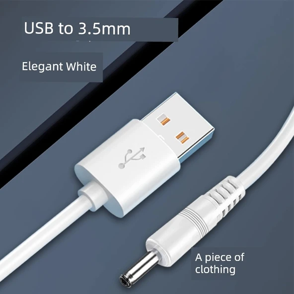 USB - DC3.5mm Şarj Kablosu - 1.5 Metre - Beyaz [Tek Paket]-1
