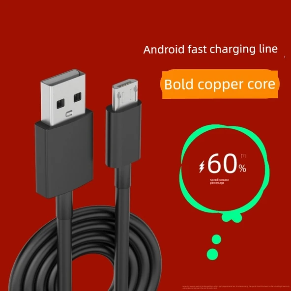 Micro USB Hızlı Şarj Data Kablosu - 2 Metre - Siyah (1 Adet)