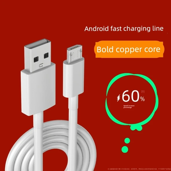 Micro USB Hızlı Şarj Data Kablosu - 2 Metre - Beyaz (2 Adet)