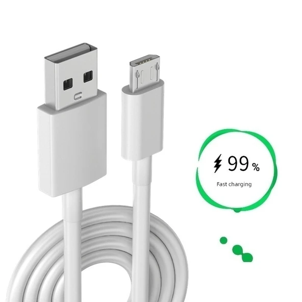 Micro USB Hızlı Şarj Data Kablosu - 2 Metre - Beyaz (2 Adet) - Resim 4